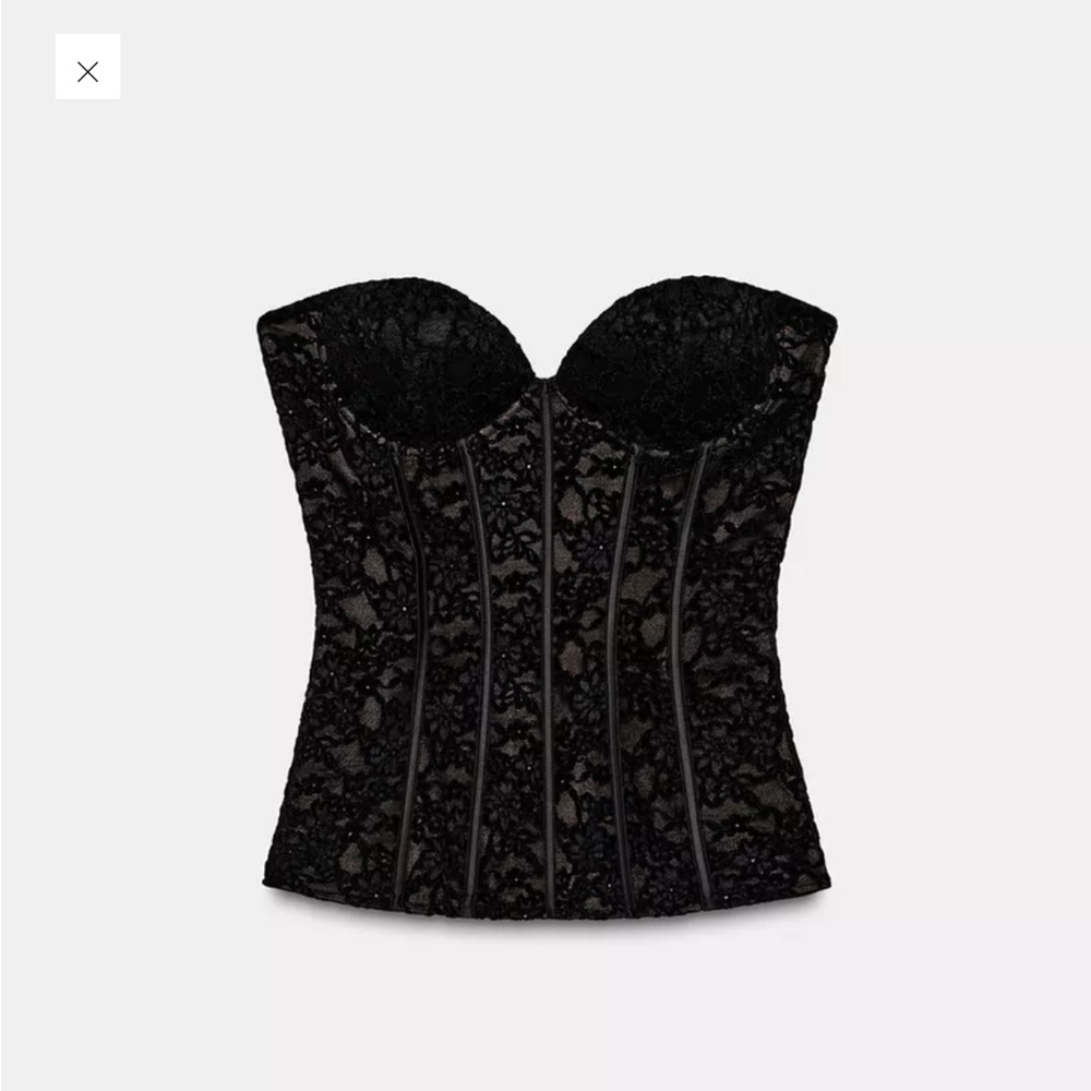 NWT Zara Velvet lace corset Size M